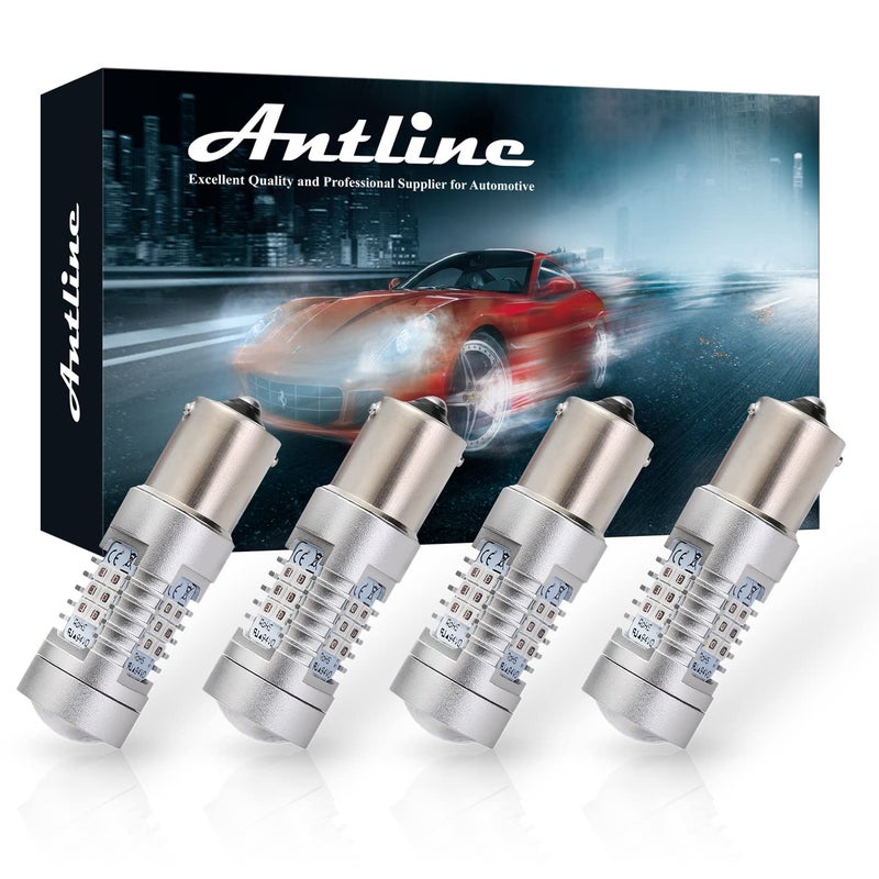 Antline Extremely Bright 1156 1141 1003 7506 1156A 1156NA BA15S 21-SMD 2835 Chipsets 1260 Lumens LED Bulb Replacement Brilliant Red for Car Brake Tail Turn Signal Blinker Lights Bulbs (Pack of 4) - Image 1